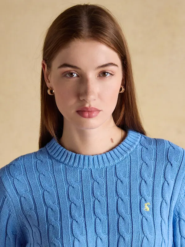 Joules Women's Classic Cotton Cable Knit Jumper - Blue Image 5