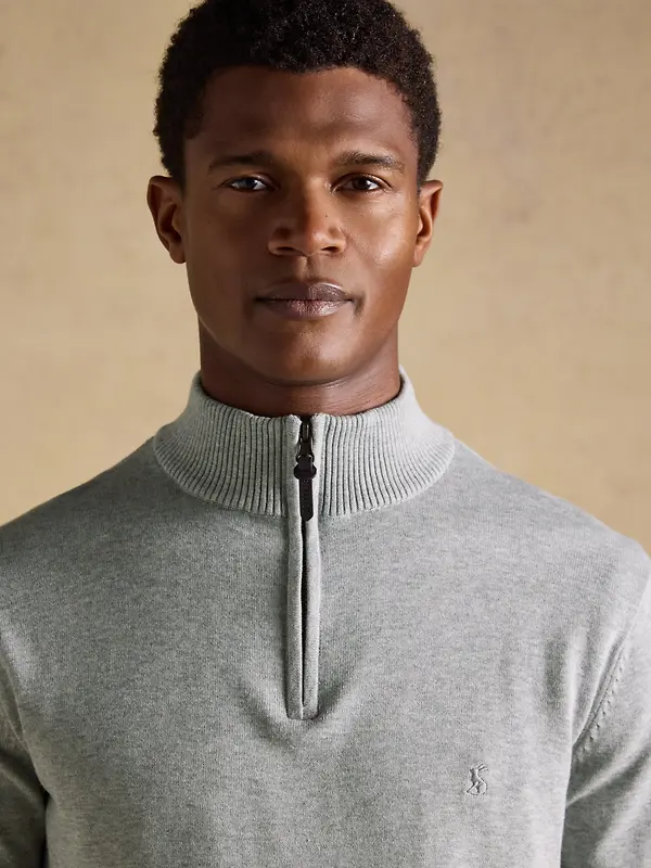 Joules Men's Hillside Quarter Zip Knitted Jumper - Grey Image 5