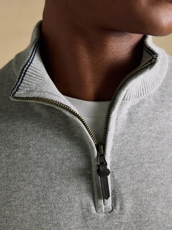 Joules Men's Hillside Quarter Zip Knitted Jumper - Grey Image 8