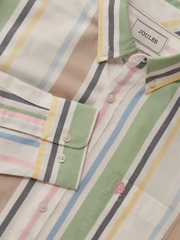 Joules Men's Oxford Stripe Long Sleeve Classic Fit Cotton Shirt - Multi Image 9