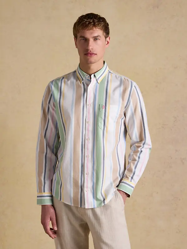 Joules Men's Oxford Stripe Long Sleeve Classic Fit Cotton Shirt - Multi Image 2