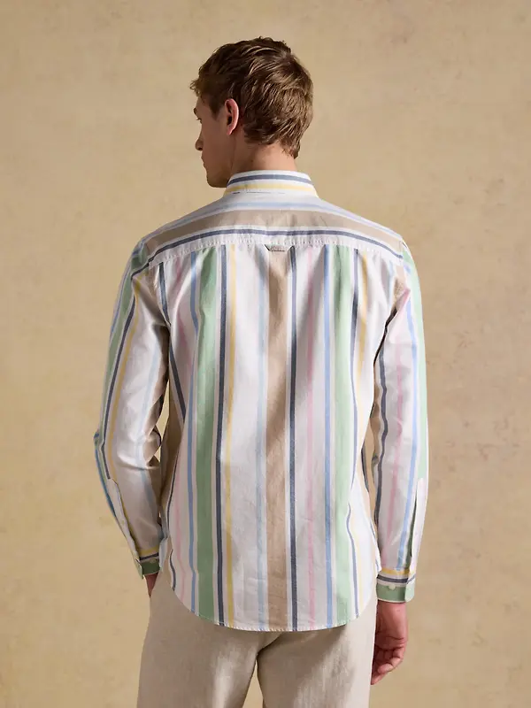 Joules Men's Oxford Stripe Long Sleeve Classic Fit Cotton Shirt - Multi Image 3