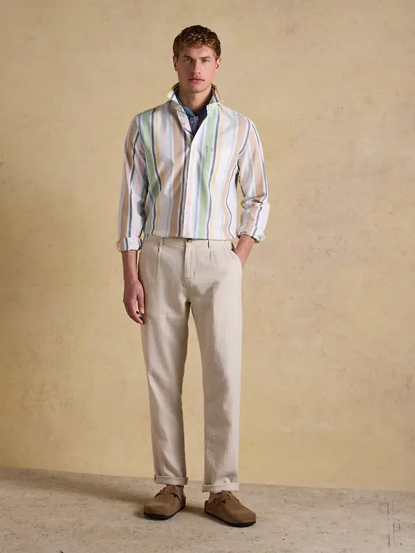 Joules Men's Oxford Stripe Long Sleeve Classic Fit Cotton Shirt - Multi Image 4