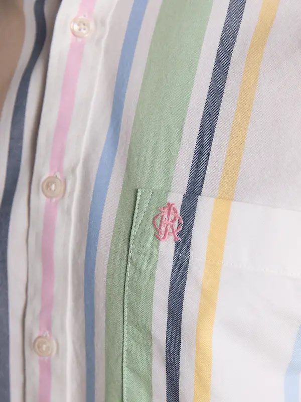Joules Men's Oxford Stripe Long Sleeve Classic Fit Cotton Shirt - Multi Image 10