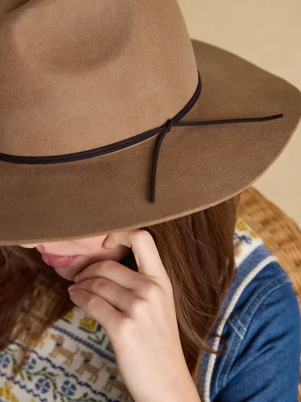 Joules Women's Grove Wool Fedora Hat - Tan Brown Image 4