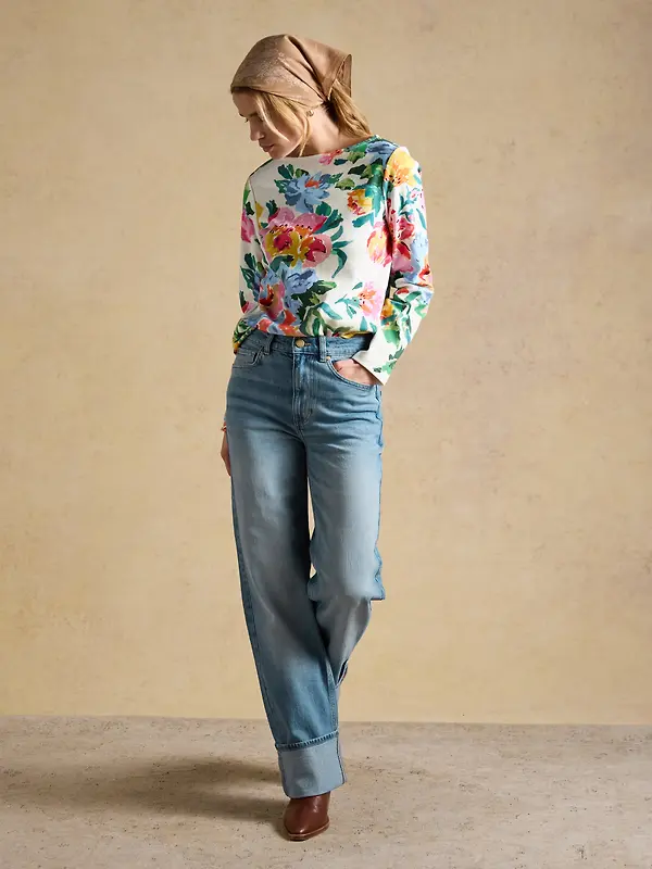 Joules Women's Harbour Printed Boat Neck Breton Top - Artist Floral Image 5
