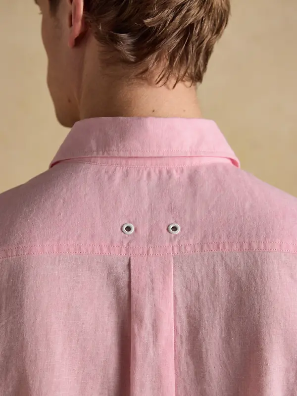 Joules Men's Linen Blend Short Sleeve Shirt - Pink Image 7