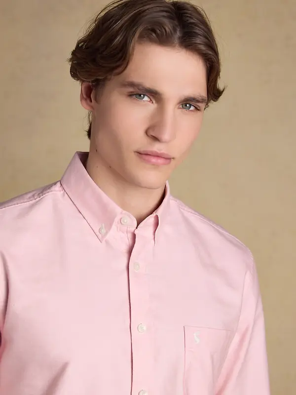 Joules Men's Oxford Long Sleeve Classic Fit Cotton Shirt - Pink Image 7