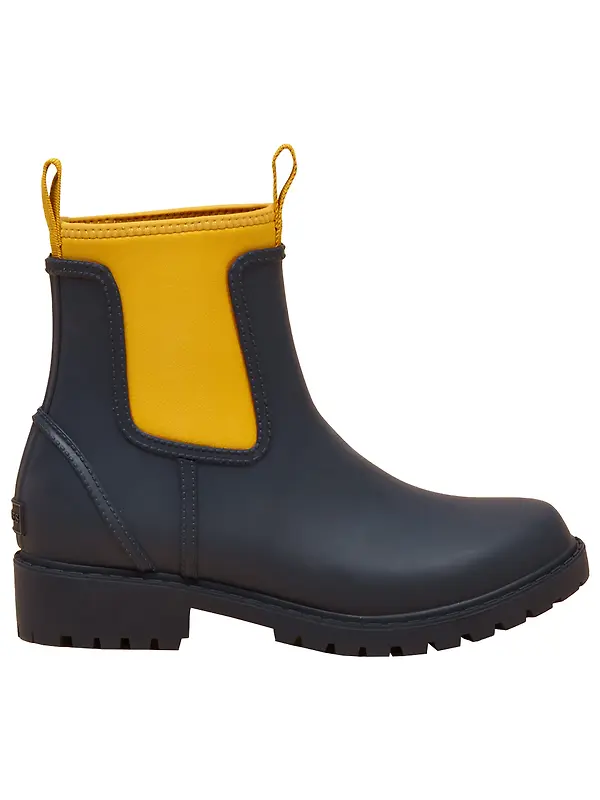 Joules Women's Oakfield Short Neoprene-Lined Wellies - Navy Yellow Image 1