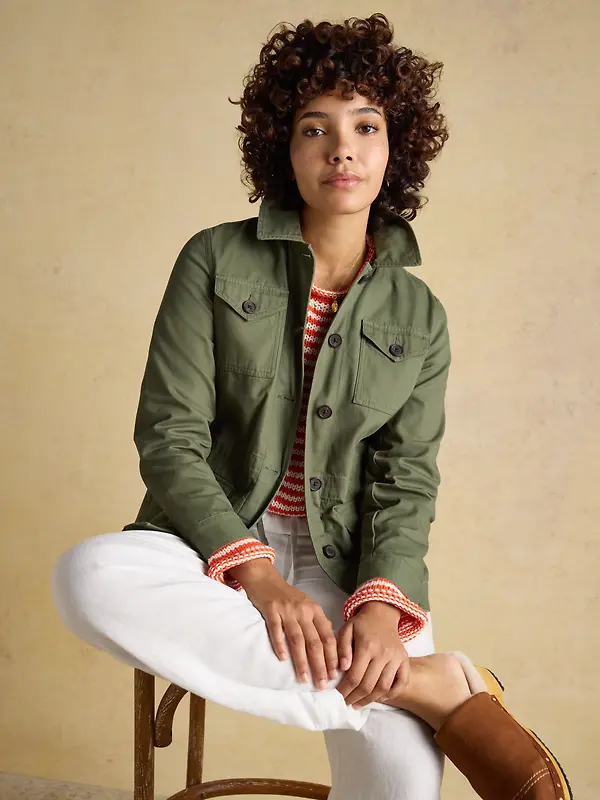 Joules Women's Twyford Lightweight Utility Jacket with Adjustable Waist - Khaki Green Image 4