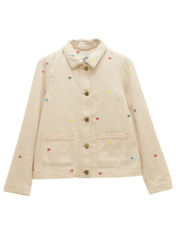 Joules Women's Marlow Embroidered Jacket - Stone Image 1