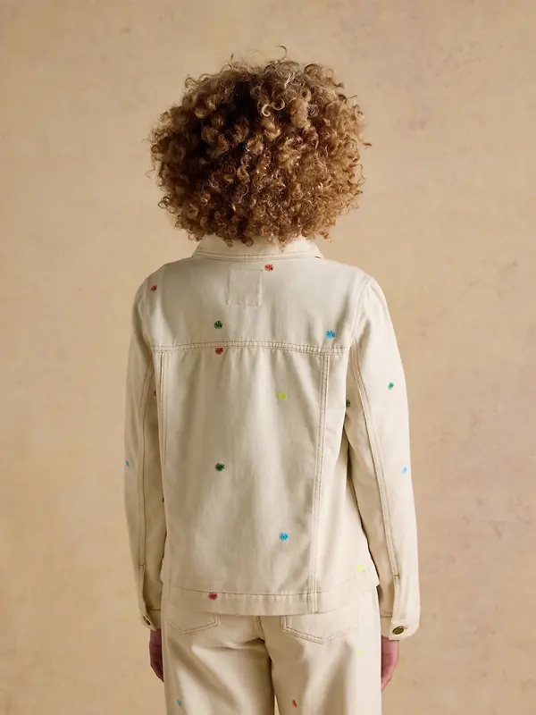 Joules Women's Marlow Embroidered Jacket - Stone Image 3
