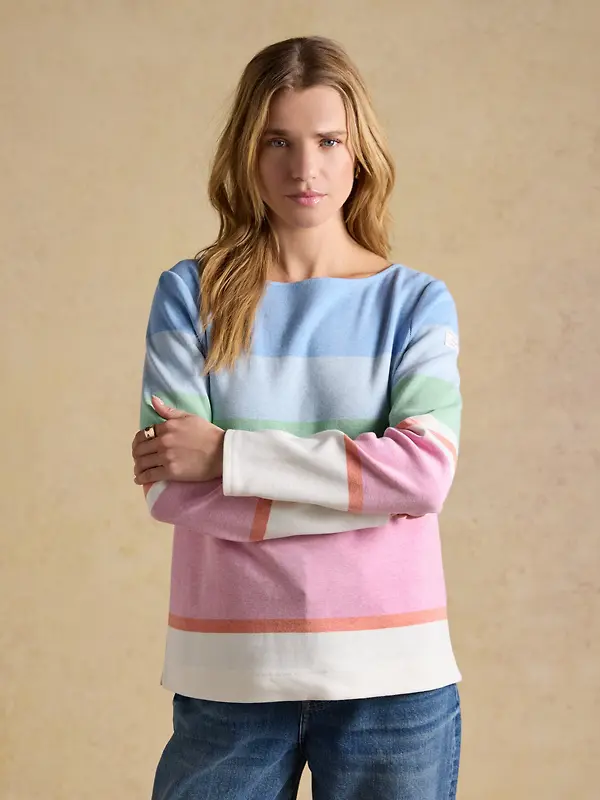 Joules Women's Harbour Boat Neck 100% Cotton Breton Top - Multi Stripe Image 2