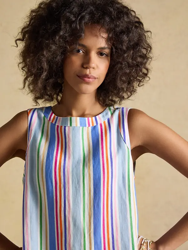 Joules Women's Delphine Shift Dress With Linen - Multi Striped Image 4