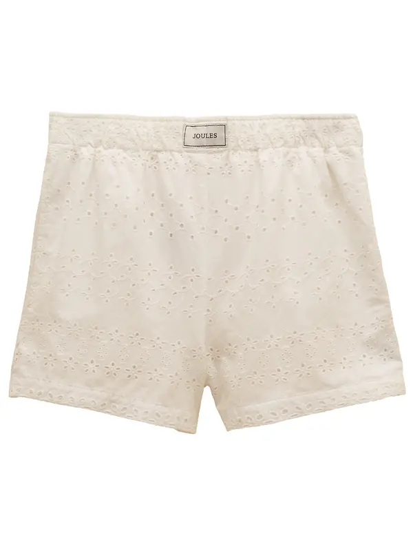 Joules Women's Amara Pull On Cotton Shorts - White Broderie Image 1