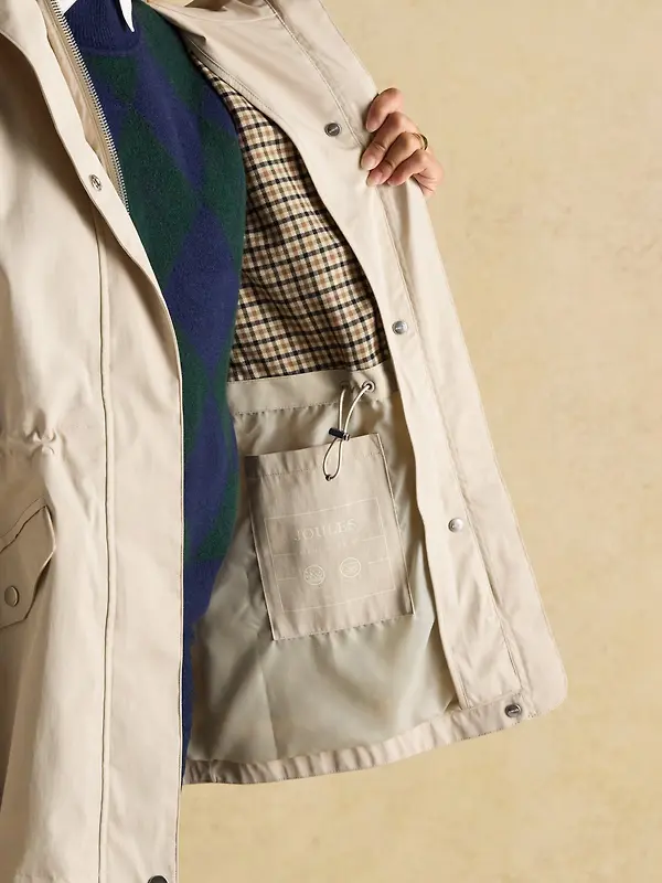 Joules Women's Portwell Waterproof Raincoat - Neutral Image 8