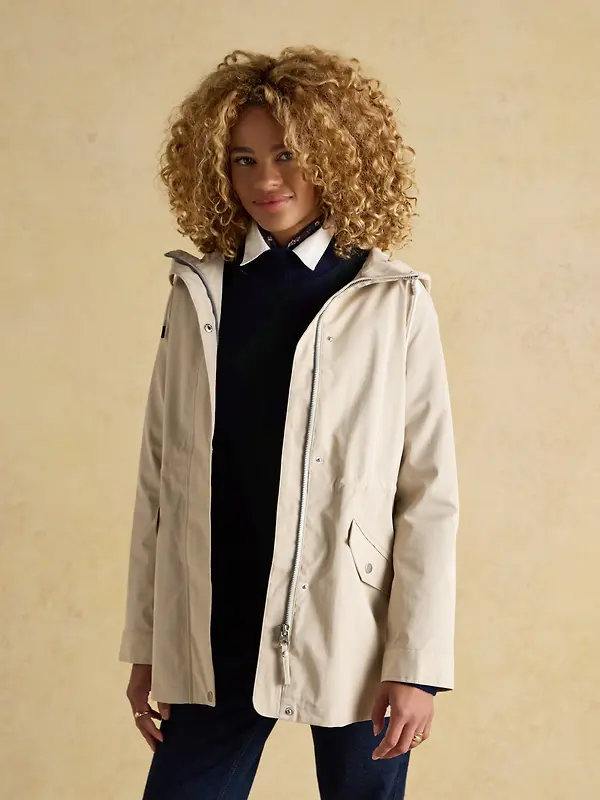Joules Women's Portwell Waterproof Raincoat - Neutral Image 9