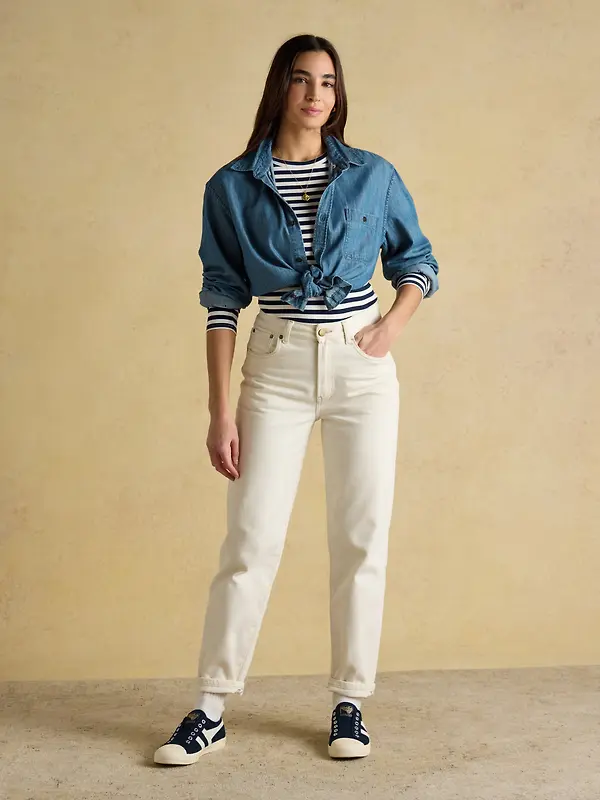 Joules Women's Sophie Long Sleeve Ribbed Fitted Top - Navy Stripe Image 5
