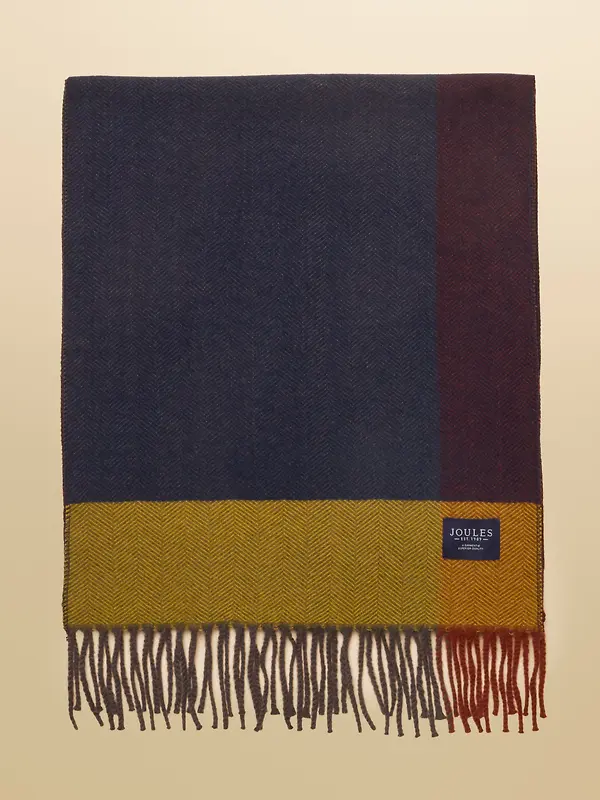 Joules Men's Langtree Scarf - Multi Herringbone Colourblock Image 5