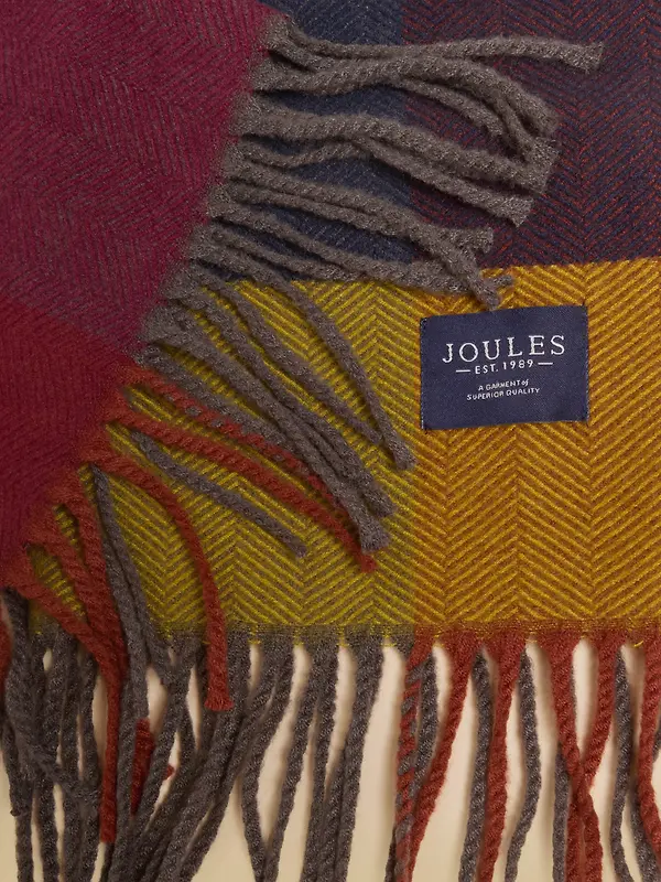 Joules Men's Langtree Scarf - Multi Herringbone Colourblock Image 6