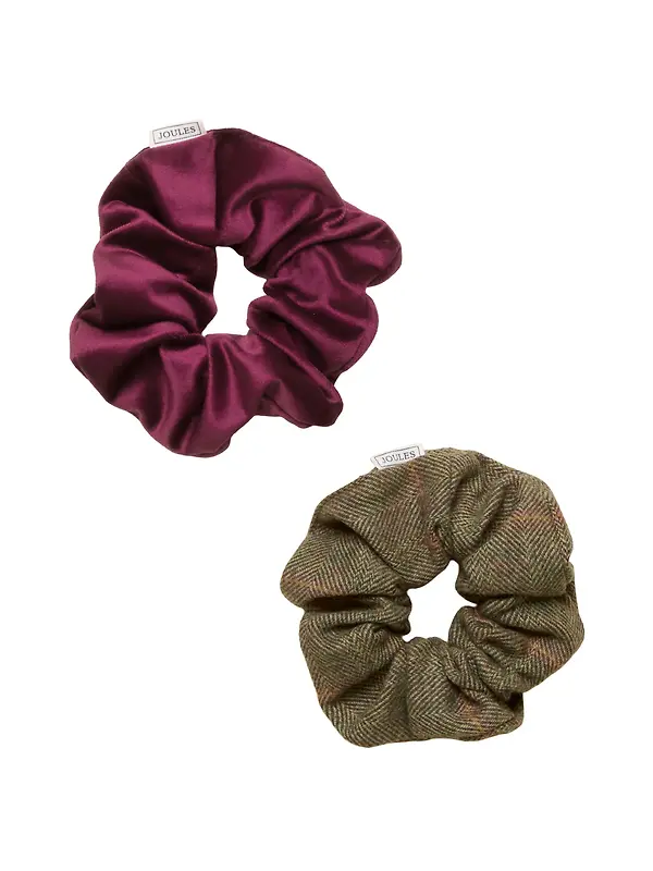 Joules Women's Annika 2 Pack Scrunchies - Green / Pink Image 1
