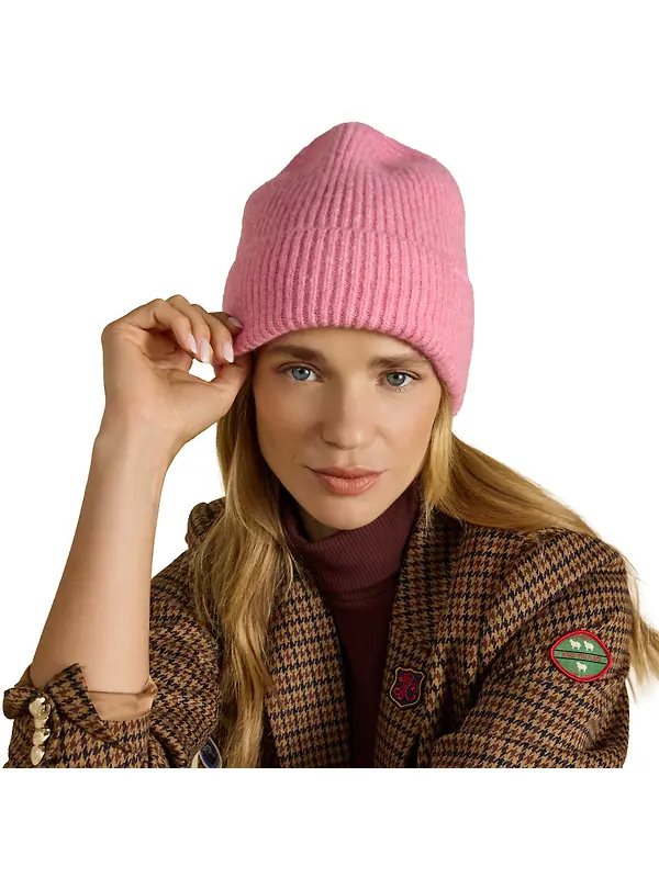 Joules Women's Fine Knit Beanie Hat - Pink Image 1