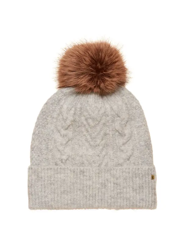 Joules Women's Cable Bobble Hat - Grey Image 1