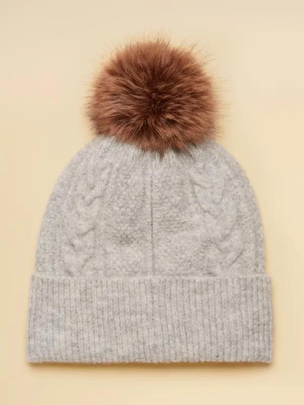 Joules Women's Cable Bobble Hat - Grey Image 2