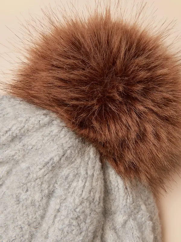 Joules Women's Cable Bobble Hat - Grey Image 4
