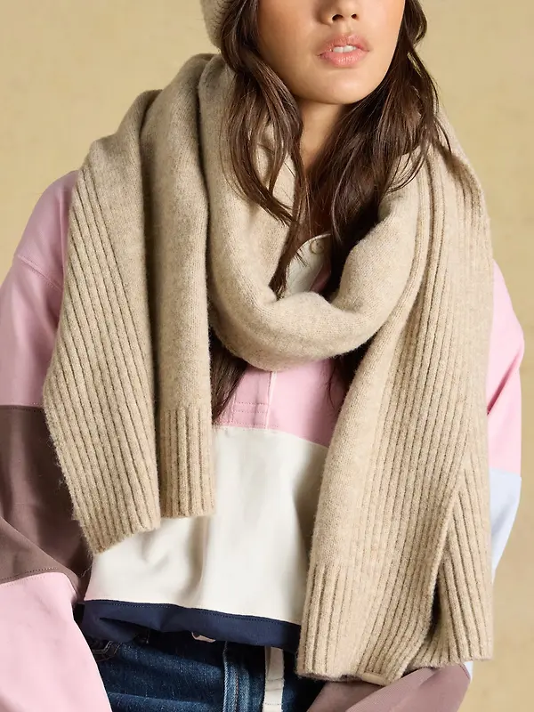 Joules Women's Fine Knit Scarf - Oatmeal Image 3