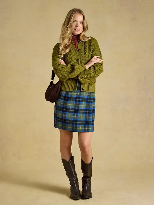 Joules Women's Wrenley Wrap Skirt - Green Check Image 5