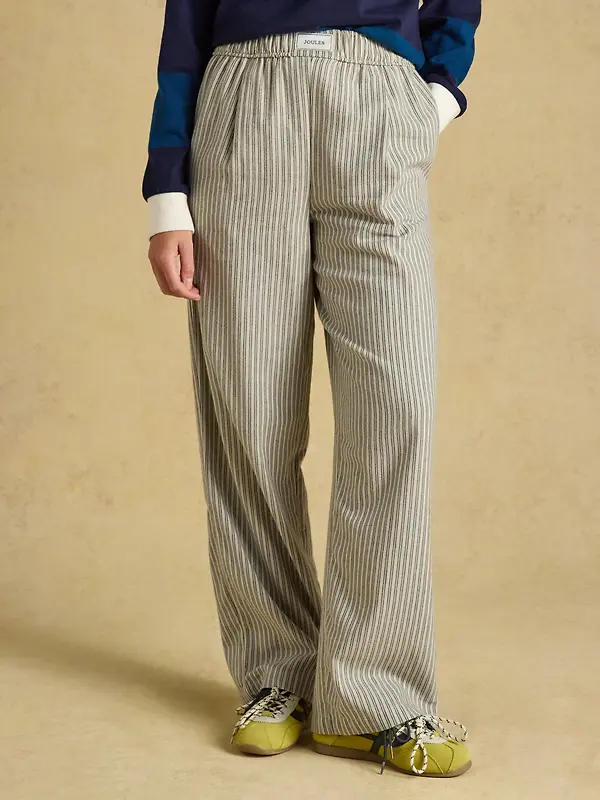 Joules Women's Flannel Hallie Pull-On Trousers - Navy Stripe Image 4