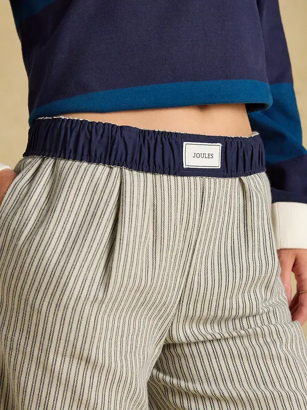Joules Women's Flannel Hallie Pull-On Trousers - Navy Stripe Image 9