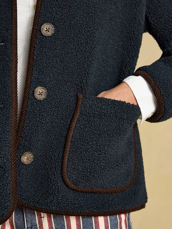 Joules Women's Sadie Button Through Fleece Jacket - Navy Image 4