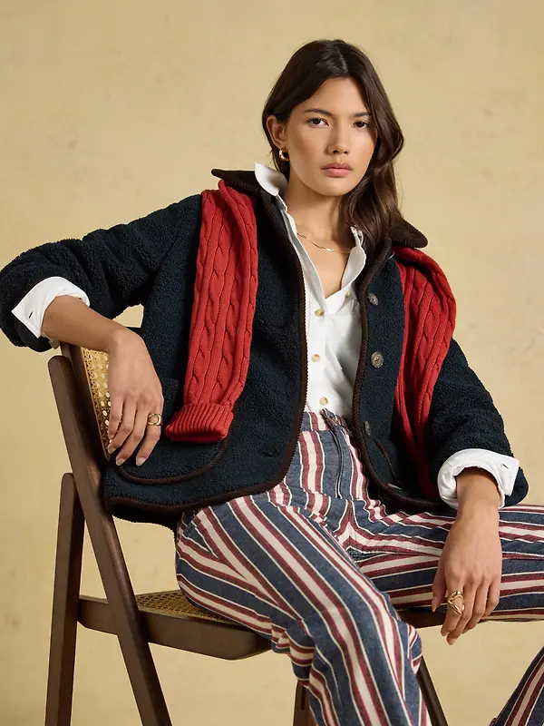 Joules Women's Sadie Button Through Fleece Jacket - Navy Image 5