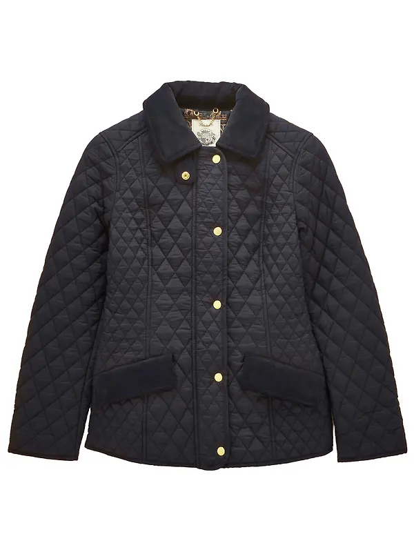 Joules Women's Highclere Showerproof Diamond Quilted Jacket - Navy Image 1