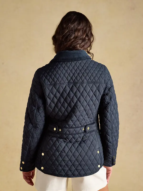 Joules Women's Highclere Showerproof Diamond Quilted Jacket - Navy Image 3