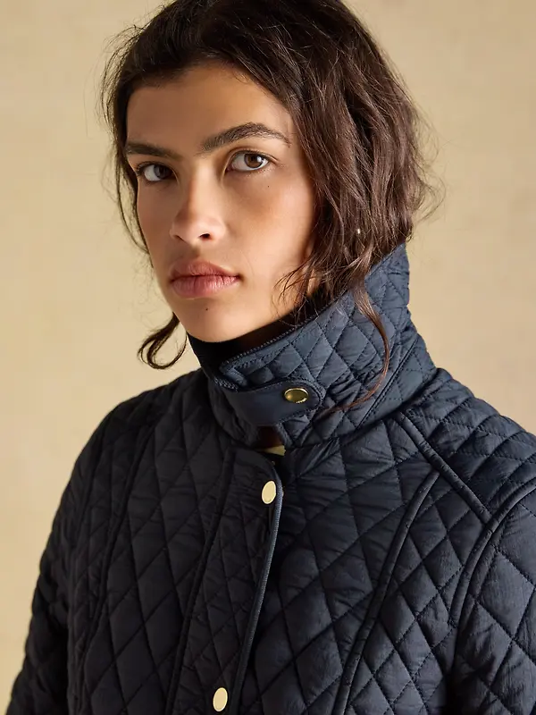 Joules Women's Highclere Showerproof Diamond Quilted Jacket - Navy Image 6
