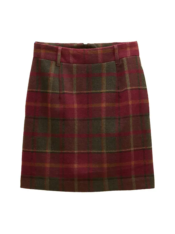 Joules Women's Bramble Short Tweed Wool Blend Skirt - Rusland Check Image 1