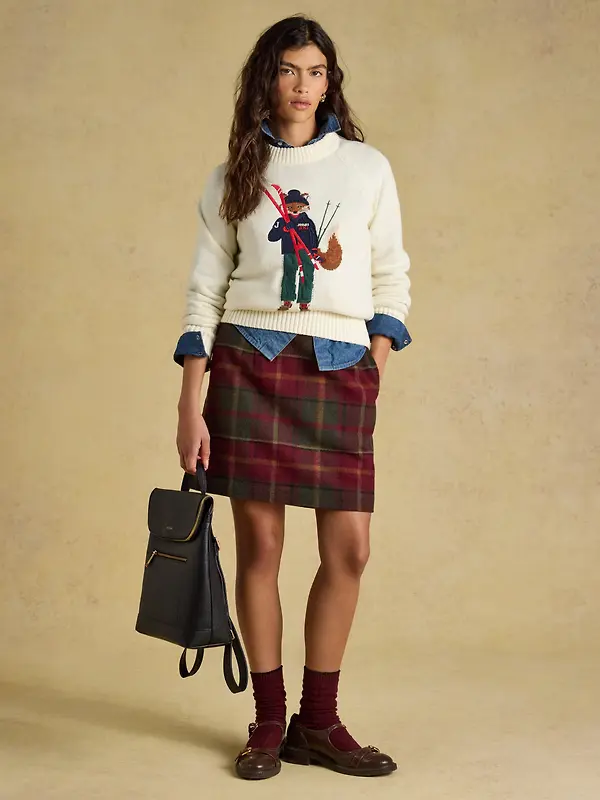 Joules Women's Bramble Short Tweed Wool Blend Skirt - Rusland Check Image 4