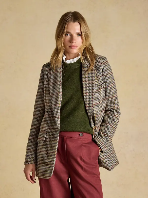 Joules Women's Hackmore Check Relaxed Fit Tweed Blazer With Wool - Elton Tweed Image 6