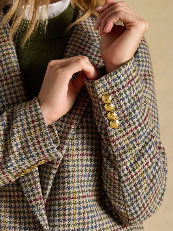 Joules Women's Hackmore Check Relaxed Fit Tweed Blazer With Wool - Elton Tweed Image 8