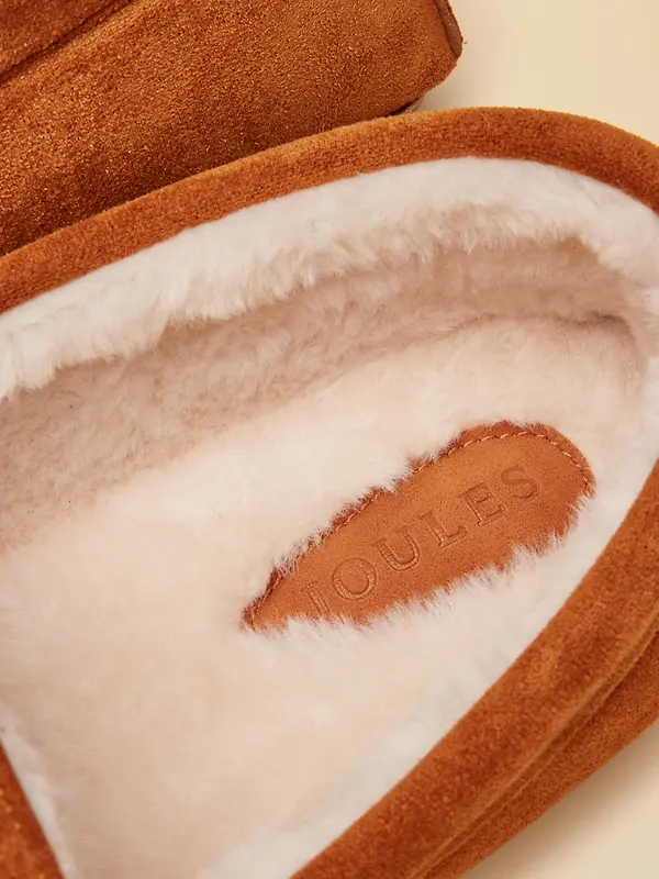 Joules Men's Moccasin Embroidered Slippers - Tan Brown Image 5