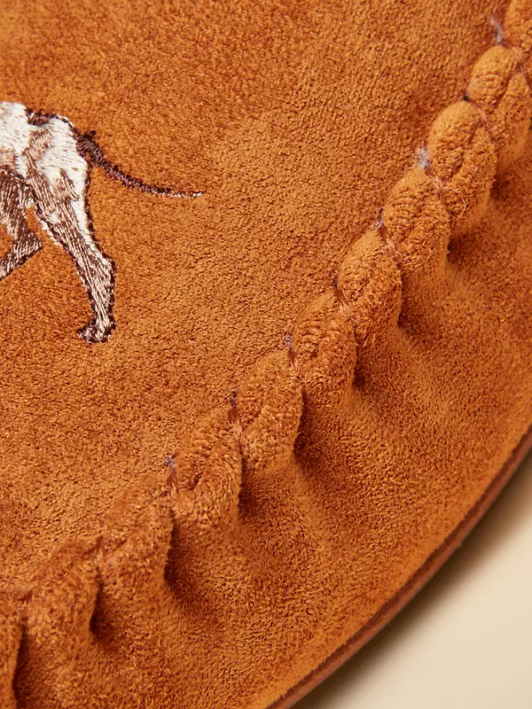Joules Men's Moccasin Embroidered Slippers - Tan Brown Image 6