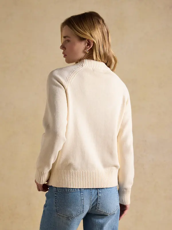 Joules Women's April Showers Jonty Fox Embroidered Crew Neck Jumper - Cream Image 3