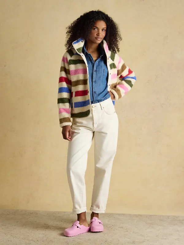 Joules Women's Borg Fleece Jacket - Multi Bright Image 4