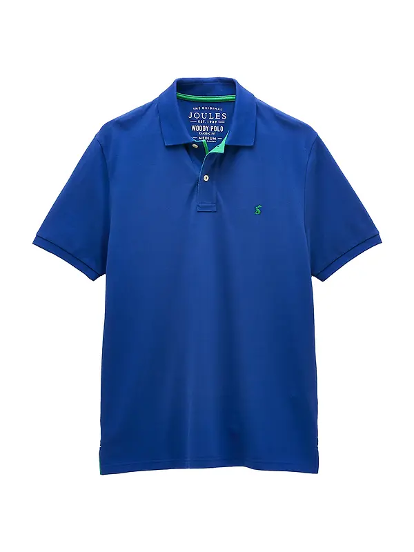 Joules Men's Woody Cotton Pique Polo Shirt - Bright Blue Image 1