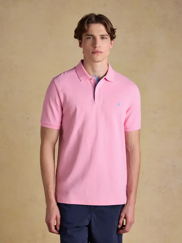 Joules Men's Woody Cotton Pique Short Sleeve Polo Shirt - Light Pink Image 2
