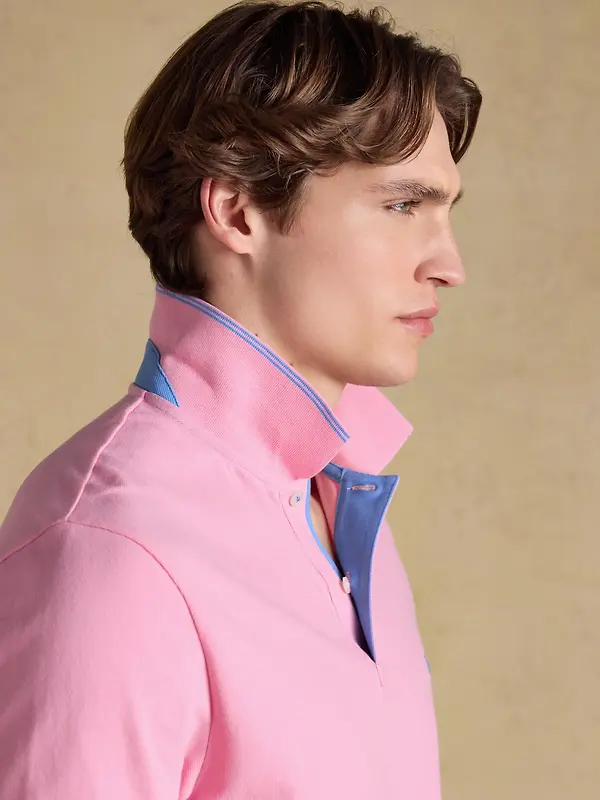 Joules Men's Woody Cotton Pique Short Sleeve Polo Shirt - Light Pink Image 5