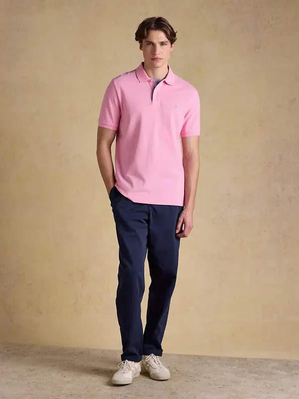 Joules Men's Woody Cotton Pique Short Sleeve Polo Shirt - Light Pink Image 6